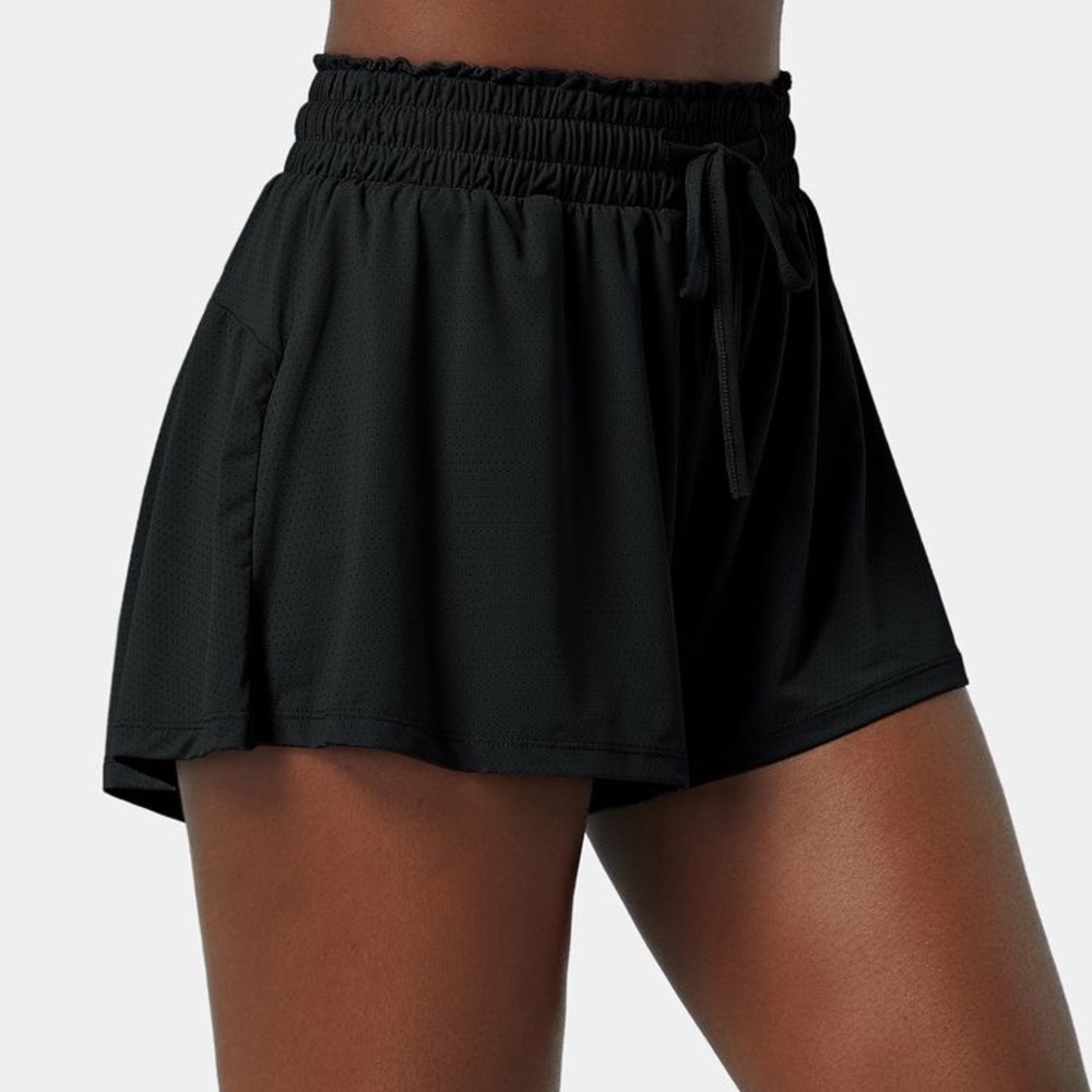 High Rise Frill Elastic Mesh Drawstring Halara